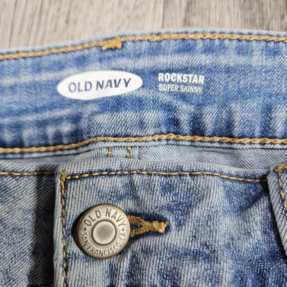 Old Navy Jeans Womens 4 Long Light Wash Rockstar Super Skinny Denim Stretch - Picture 4 of 10